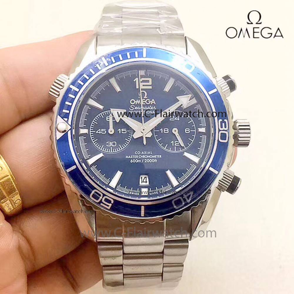 Stainless Steel Blue Bezel Seamaster Omega Clone Watch